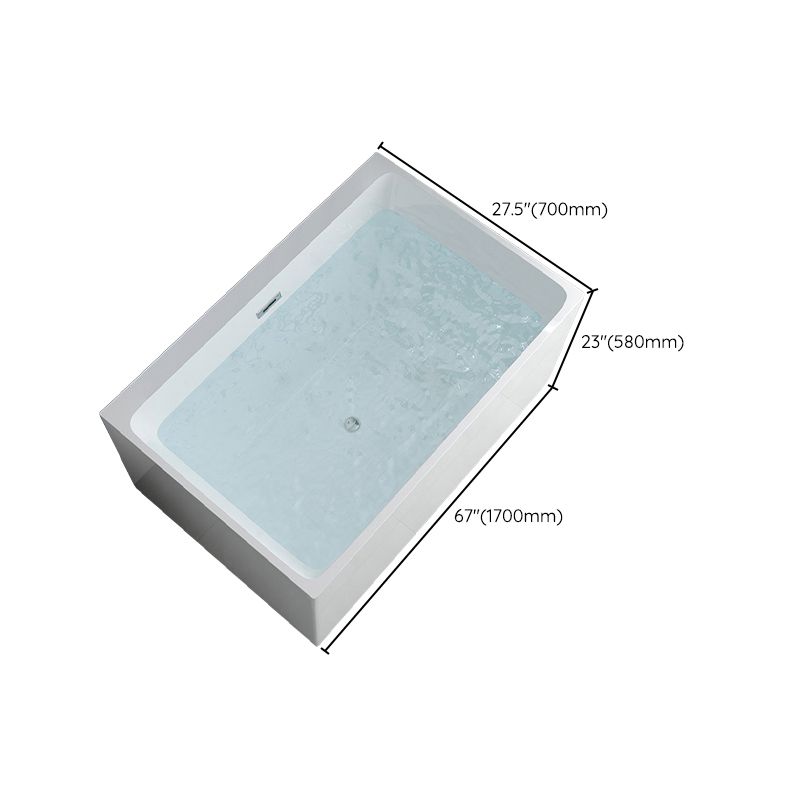 Soaking Rectangular Bathtub Antique Finish Acrylic Back to Wall Bath Tub