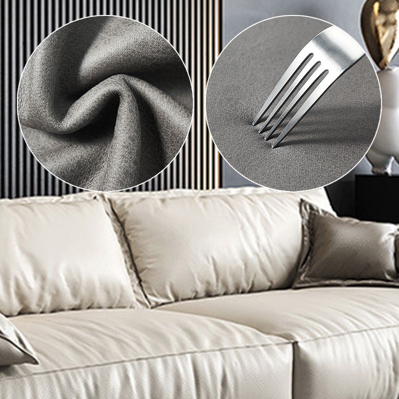 Leather Square Arm Loveseat Standard Loose Back Settee Furniture