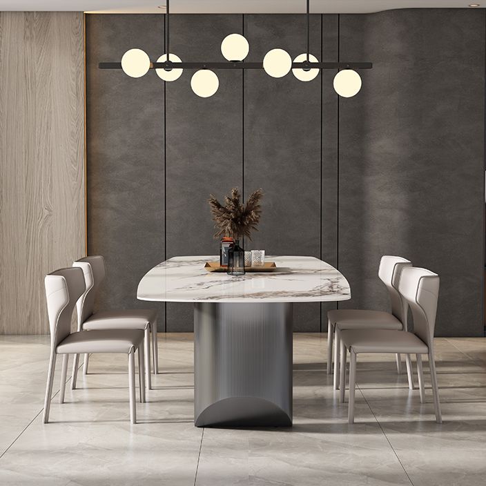 Minimalist Style Dining Table Set with Rectangle Shape Table and Upholstery Chairs