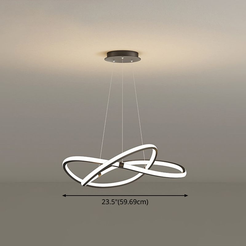 Ultra-modern Twist Chandelier Metal Pendant Light with Round Canopy  for Living Room