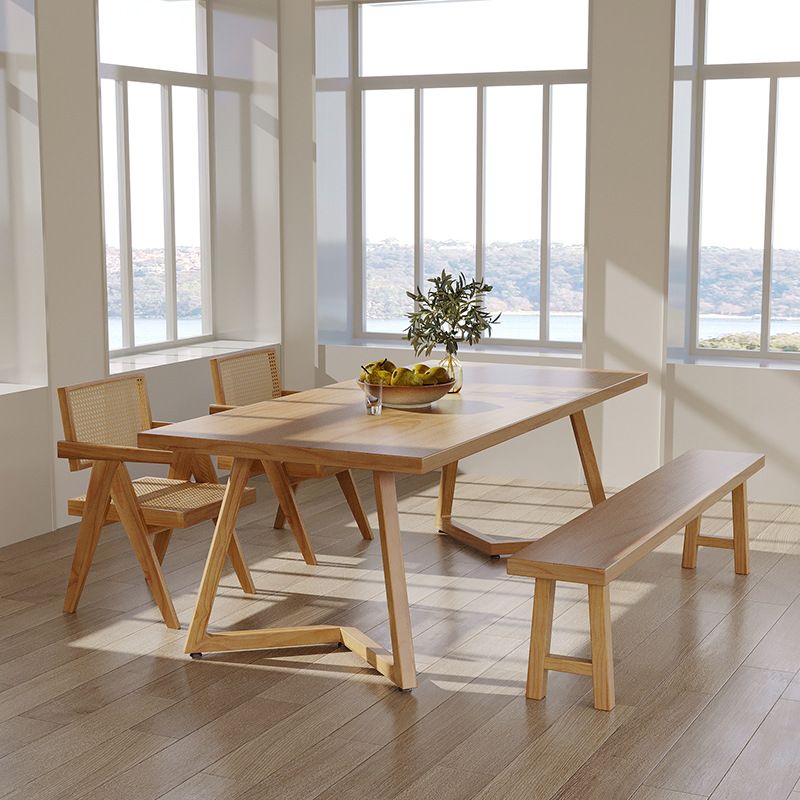 Pine Wood Dining Table Modern Rectangle Dining Table with Sled Base
