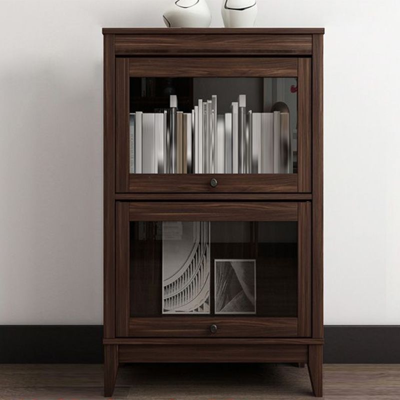 Contemporary Manufactured Wood Vertical Bookcase with Glass Doors