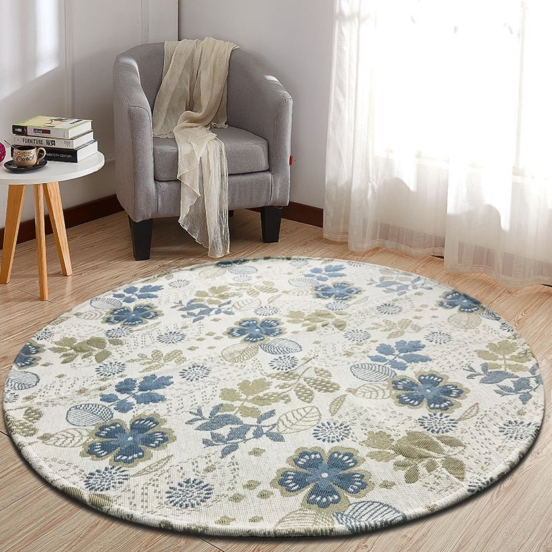 Multi-Colored Country Rug Polyster Plant Print Area Carpet Anti-Slip Backing Pet Friendly Indoor Rug for Bedroom