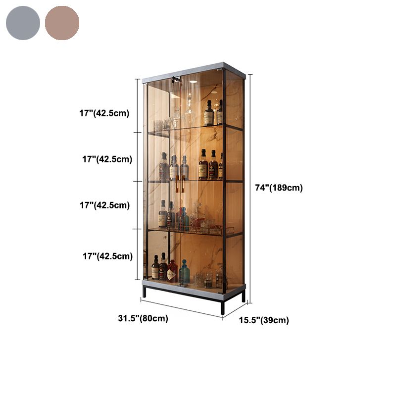 Glam Curio Cabinet Glass Doors Display Cabinet with Door for Living Room
