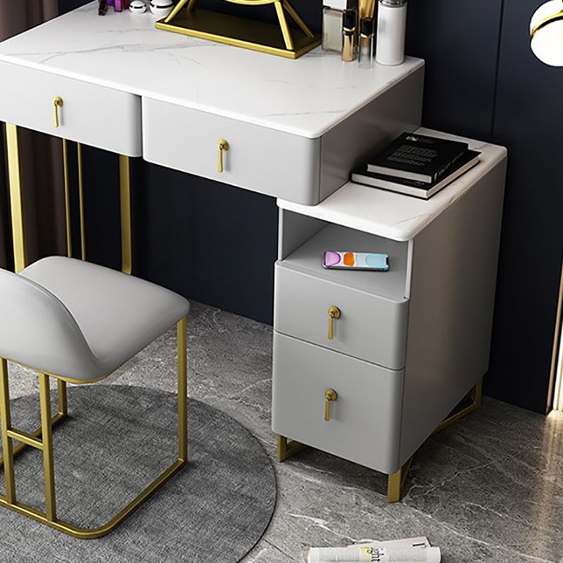 Glam Stone Vanity Table with 4 Storage Drawers 15.74" Wide Makeup Table