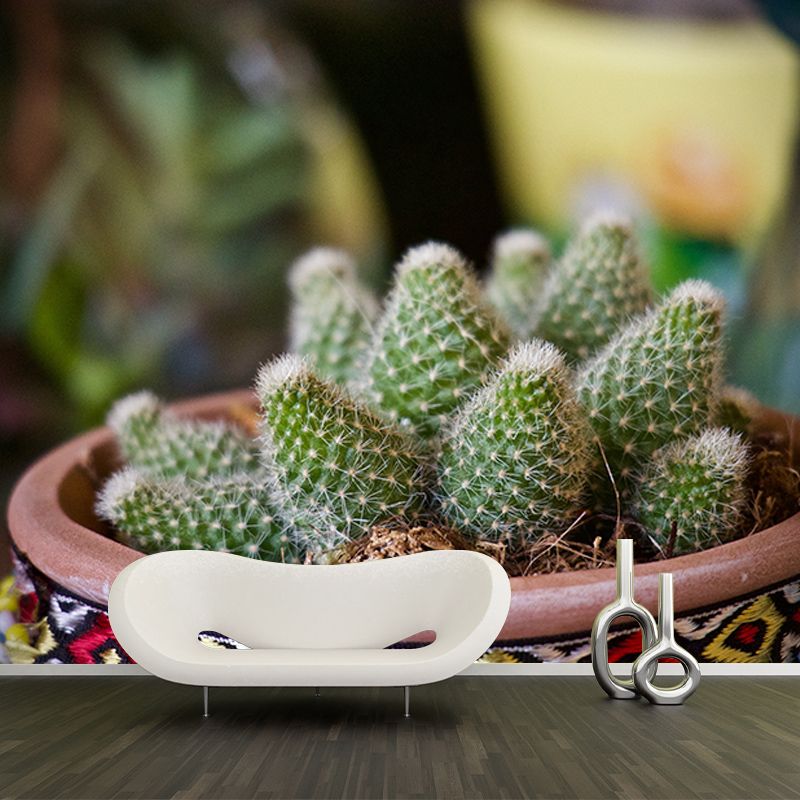 Contemporary Sitting Room Mural Wallpaper Tropical Plants Wall Decor, Moisture Resistant