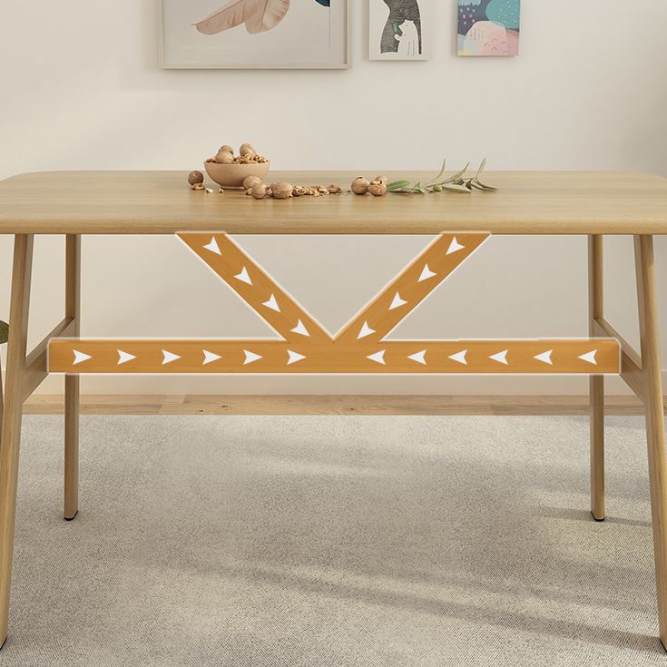 Modern Rectangular Dinner Table Wooden Tabletop with Metal Legs