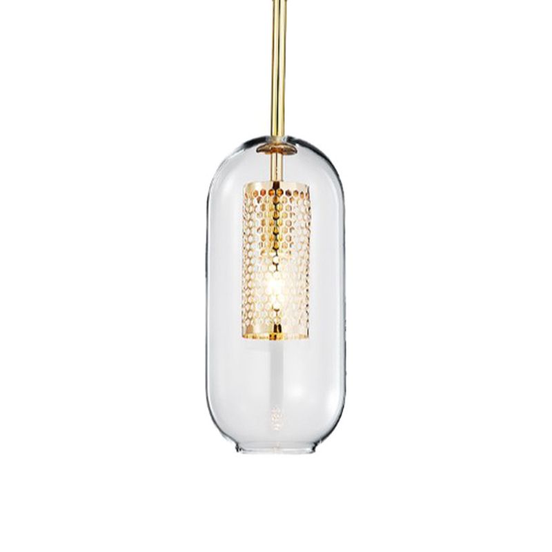 1 léger pendentif cylindrique lumière moderne minimaliste en verre transparent à manger lampe suspendue