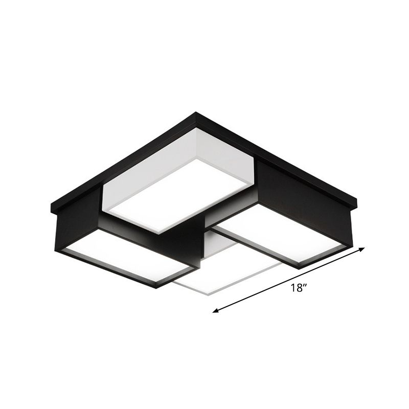 Quadrato/rettangolo vicino alla plafoniera Lampada da incasso a LED in metallo moderno per soggiorno in bianco e nero