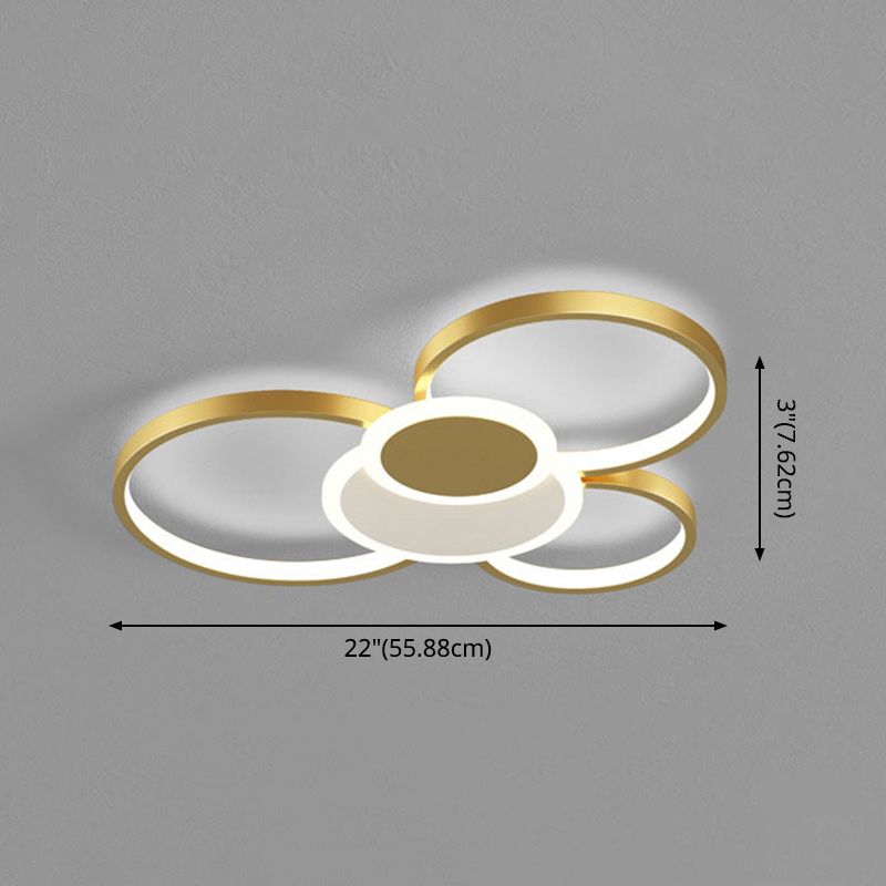 Multi-ring inbouw plafondverlichtingsarmaturen Moderne metalen plafondmontage kroonluchter voor woonkamer