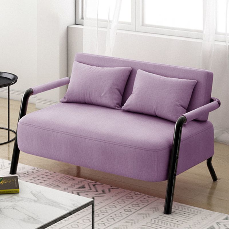 Contemporary Sofa with 2 Pillows Standard Square Arm Black Sofa