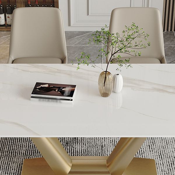 Traditional Luxury Rectangle Dining Site Table Stainless Steel Dinette Table