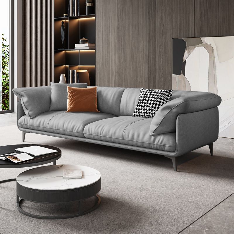 Modern 33.5" H Faux Leather Pillow Top Arm Sofa For Living Room