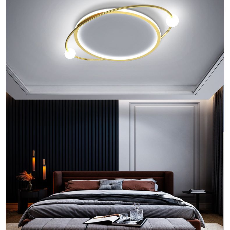 Gold Ring Flush Mount Ceiling Light Simplicity LED Acrylic Close to Ceiling Lamp