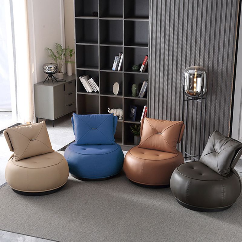 Modern Pillow Back Armless Leather Living Room Parsons Chair