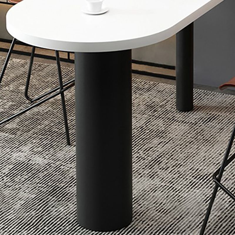 White Solid Wood Top Bar Height Table Industrial Style Metal Legs Bar Table