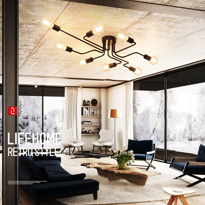 Nordic Ceiling Light Simple Personality Wrought Iron Modern Study Bedroom Living Room Clothing Store Branch Industrial Style Lamps
