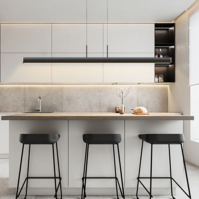 Ideas modernas de iluminación de la isla LED de hierro Lámpara lineal de lámpara lineal para el comedor