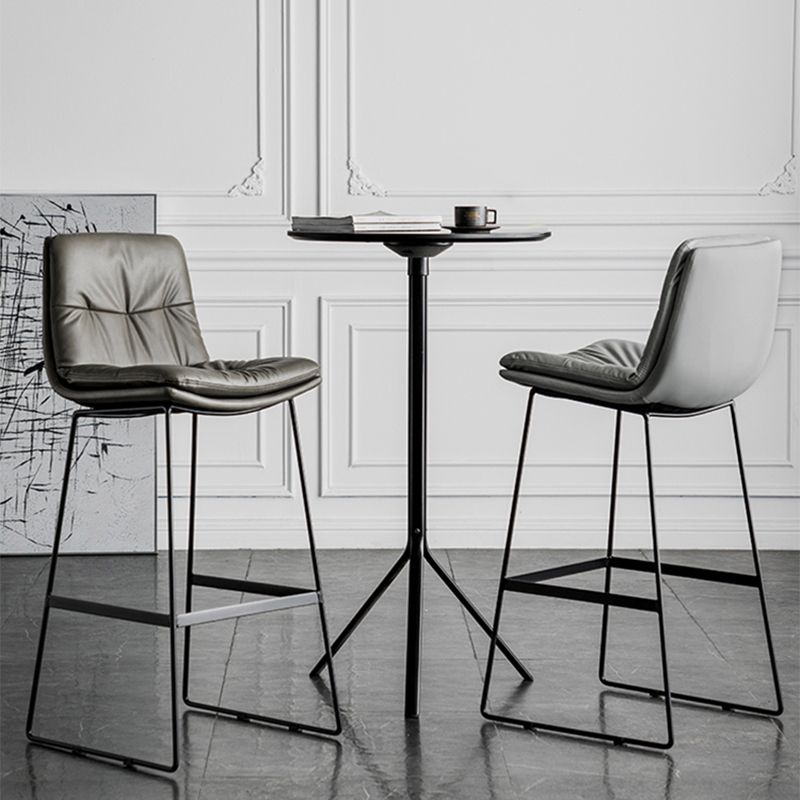 Modern Backrest Armless Counter Stool Iron Cafe Bar Stool with Cushion