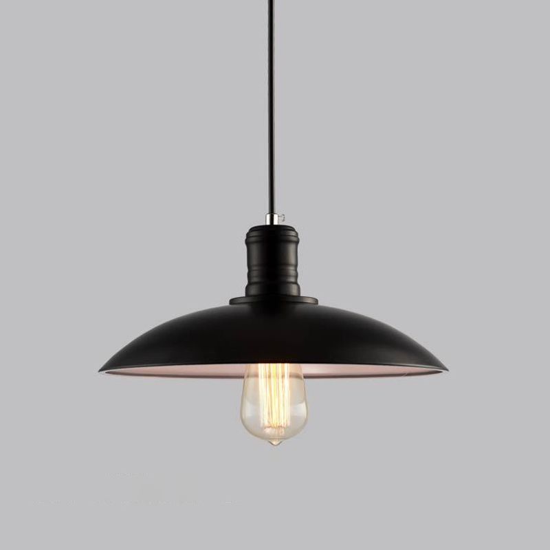 Lampada a sospensione per ciotola di ciotola bassa metallica Vintage Bulb Bulb Soggiorno Ampicca la luce in bianco/bianco