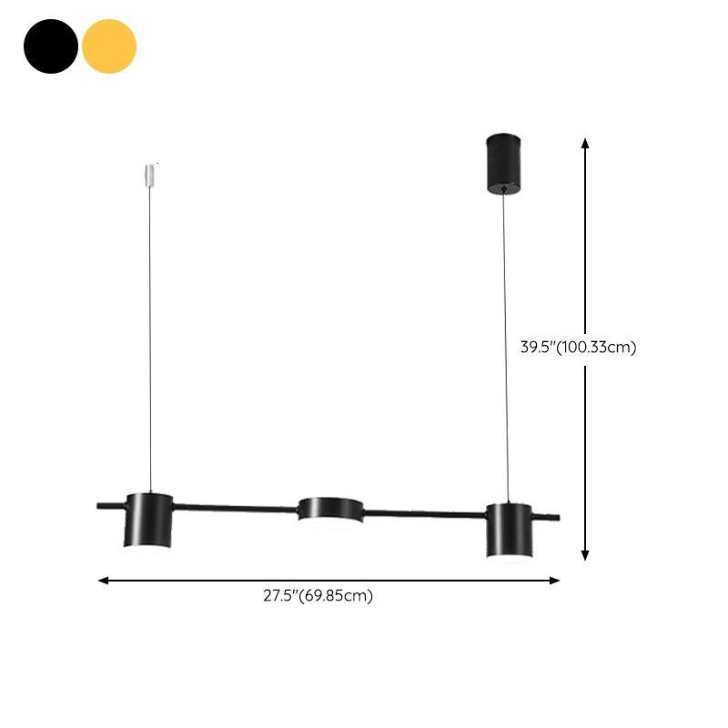 Metal Cylinder Island Light Fixtures Modern Multiple-Light Island Pendant