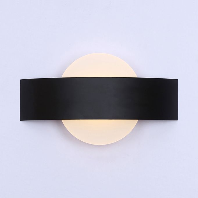Round/Square Acrylic Wall Light Sconce Contemporary LED Black/White Finish Wall Lamp with Metal Backplate in White/Warm Lighting