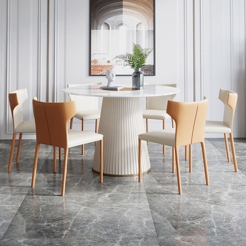 Modern Dining Room Set Standard Height with Sintered Stone Top and Pedestal Base Table Set