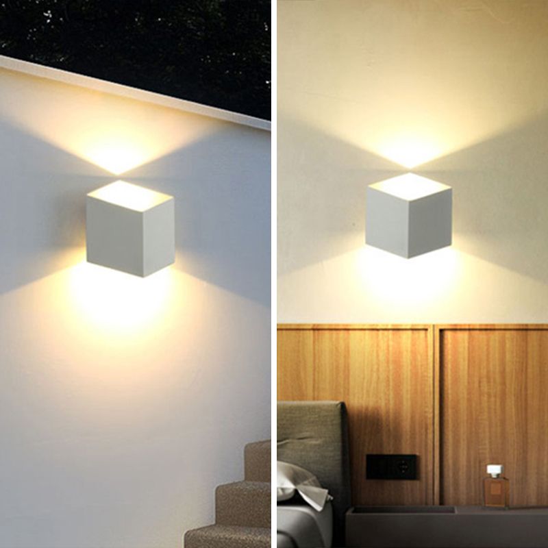 Modern Style Square Shade Wall Sconce Metal 2 Lights Sconces for Bedroom