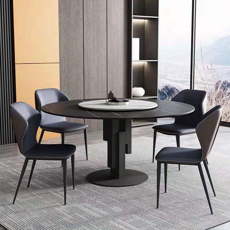 Round Modern Stone Table Standard Height Dining Table with Pedestal Base