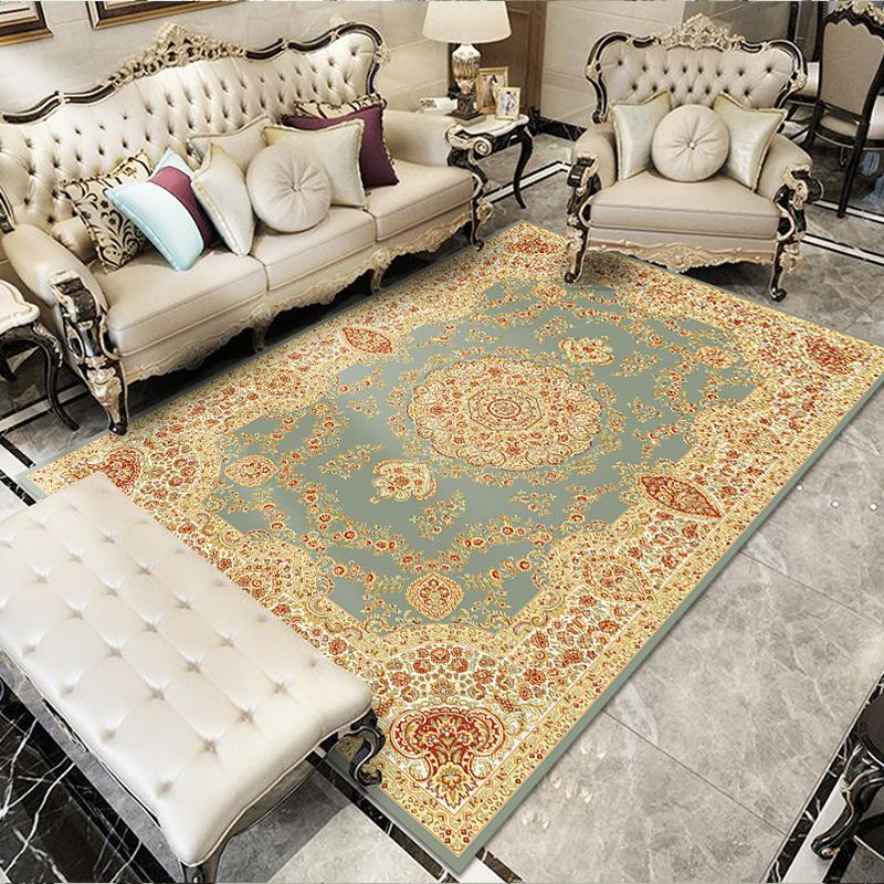 Glam Floral Swirls Rug Multicolor Victorian Rug Synthetics Pet Friendly Non-Slip Stain Resistant Rug for Home