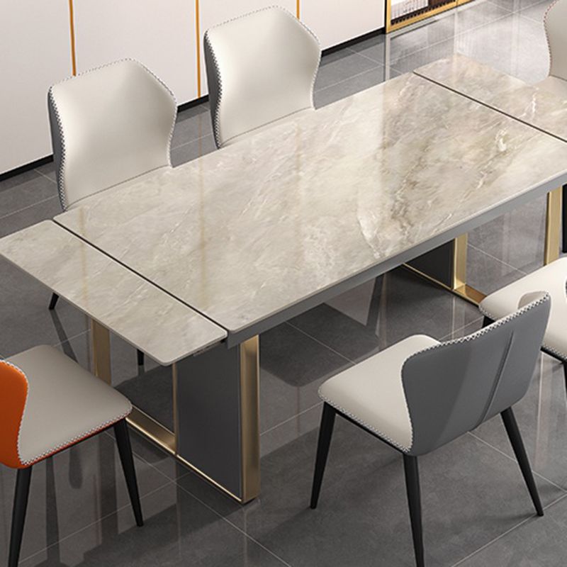Rectangular Modern Sintered Stone Dining Room Set Dining Furniture Set with Metallic Base