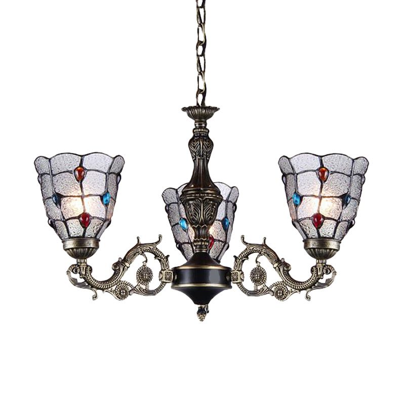 Lustre bijou du lustre léger baroque givré verre 3/6/8 lumières d'éclairage de suspension en bronze