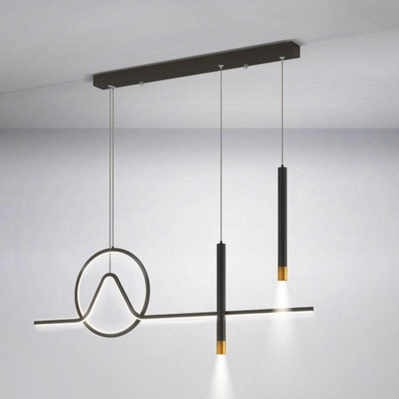 4 Licht geometrische Insellichter zeitgenössische Metal -Inselbeleuchtungsideen