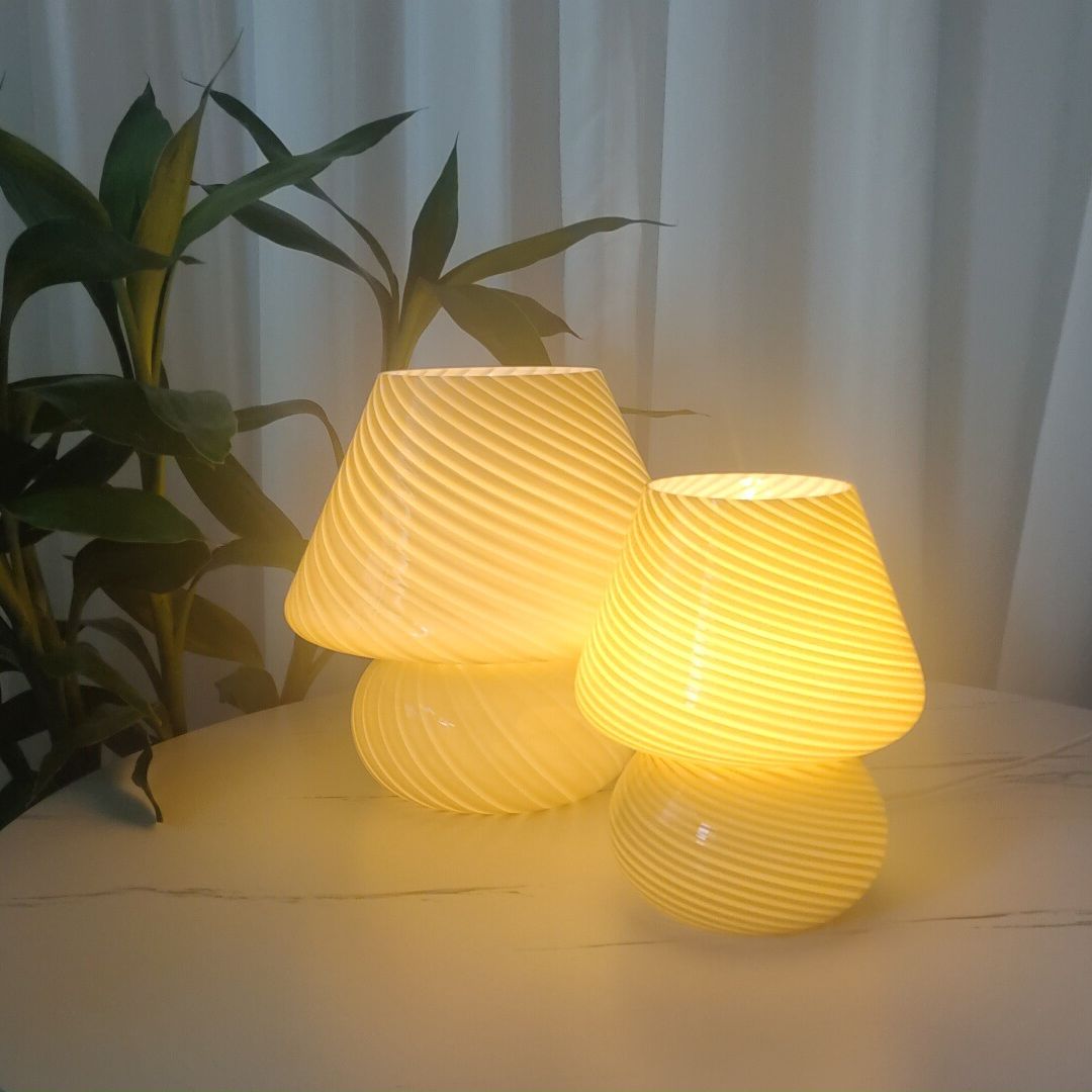 Trendy Pilzform geformtes Tisch leichte Makkaronglas 1-Licht-Nachttischlampe für Schlafzimmer