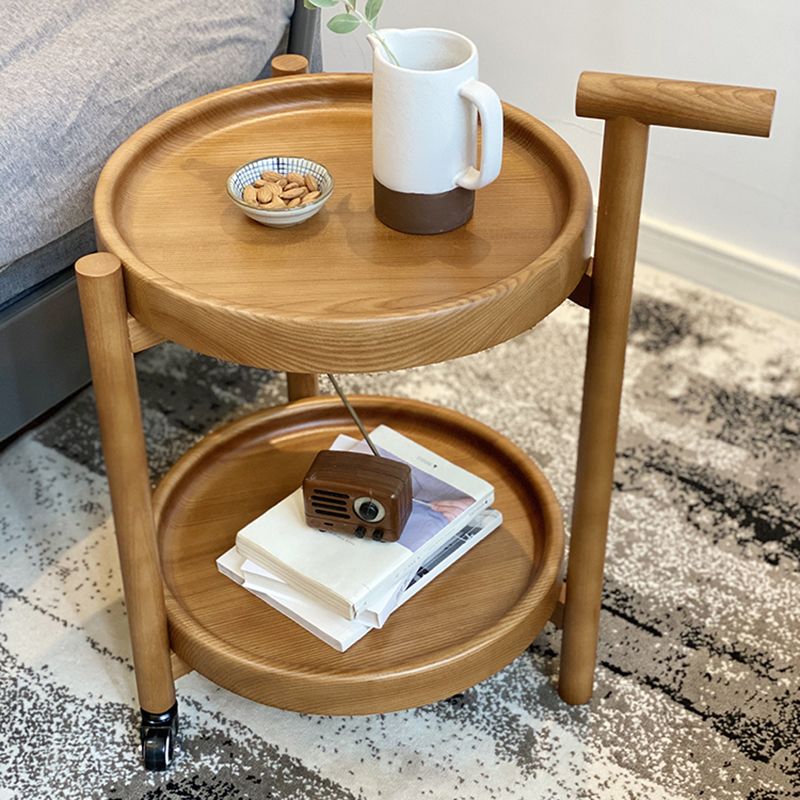 Modern Round Tray Top Side End Table 3 Legs Double Tier Side Table