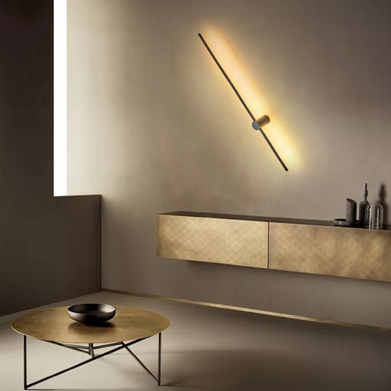 Lampes murales noires linéaires en aluminium 1-Light lampe murale minimalisme pour chambre à coucher