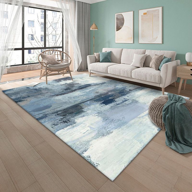 Black Modern Rug Polyester Graphic Rug Non-Slip Backing Indoor Rug for Home Decoration