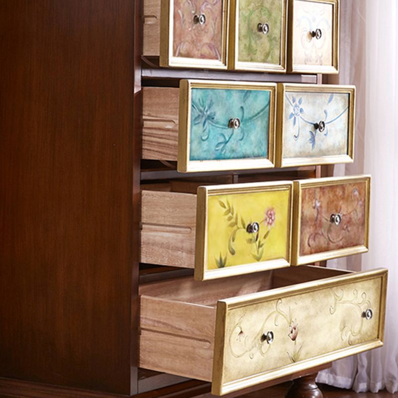 Mid-century Modern Wooden Chest Rectangle Accent Chest with 5-Drawer