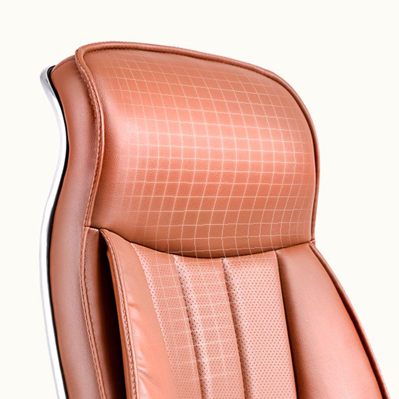 Padded Arms Leather Desk Chair Modern No Distressing Ergonomic Office Chair with Wheels