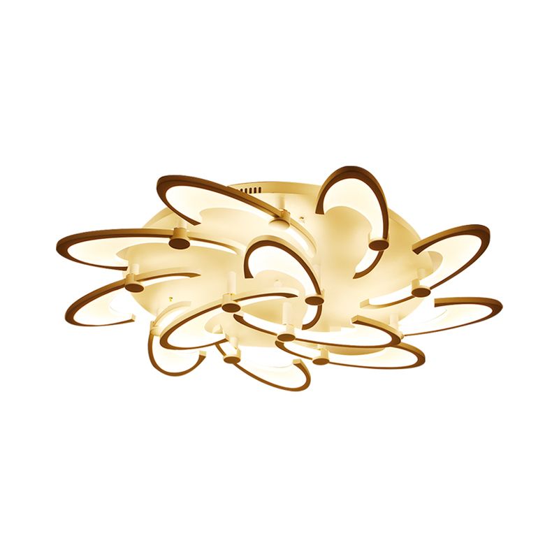 White Spiral Floral Flush Mount Lamp Modernism 3/6/12-Head Acrylic Semi Flush Ceiling Light in Warm/White Light