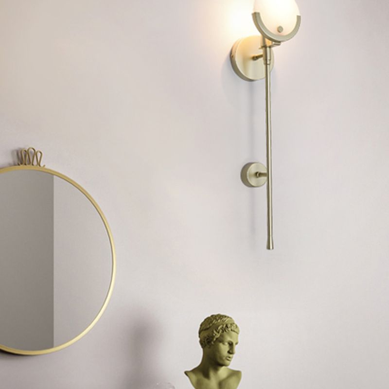 Nordic Metal Wall Light Round Shape 5" Wide Wall Sconce with Mica for Living Room