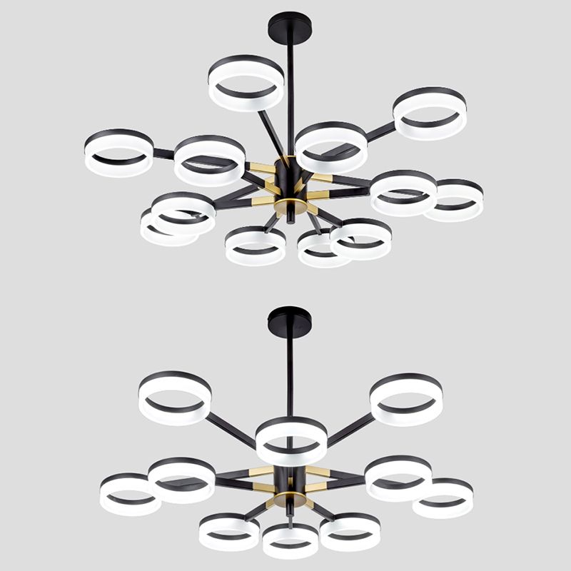 Modern Chandelier Lights Multiple Rings Pendant Lighting Fixtures Metal Chandelier