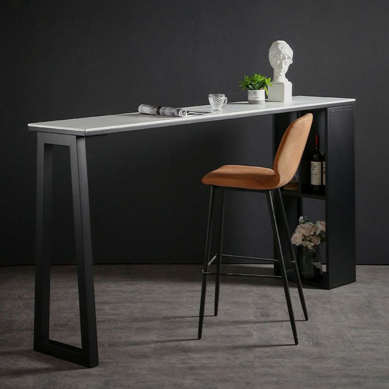 42-inch Height Cocktail Bar Table Industrial Style Metal Base Bar Height Storage Table