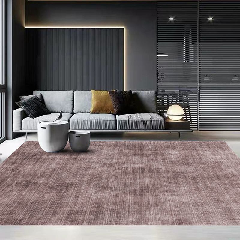 Dark Red Modern Rug Polyester Pure Color Rug Stain Resistant Rug for Living Room