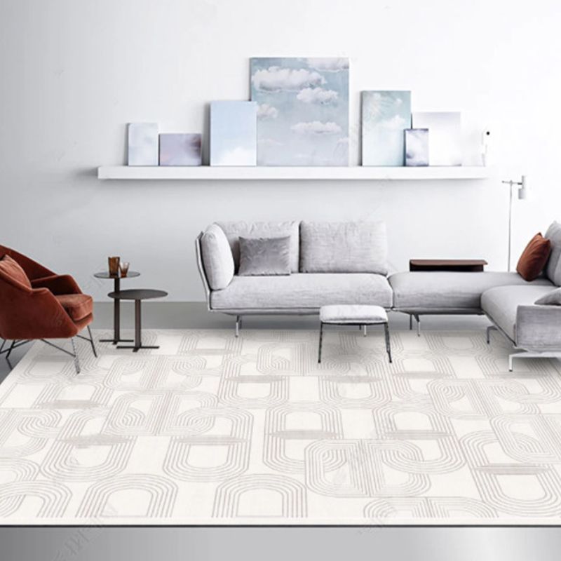 Khaki Modern Area Carpet Geometric Pattern Polyester Area Rug Non-slip Backing Rug for Living Room