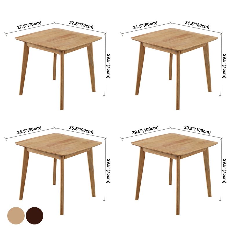 Square Holzfarbe Esstisch Industrial Solid Gummiwood 4 Beintisch für Esszimmer