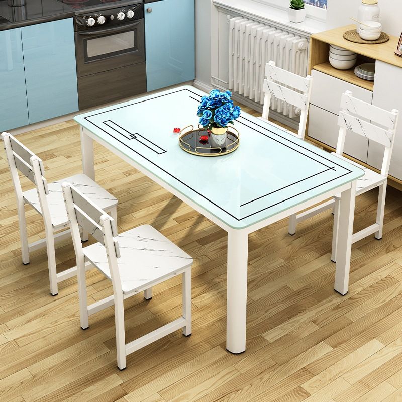 Modern Glass Dinning Table Rectangle Dining Table for Kitchen