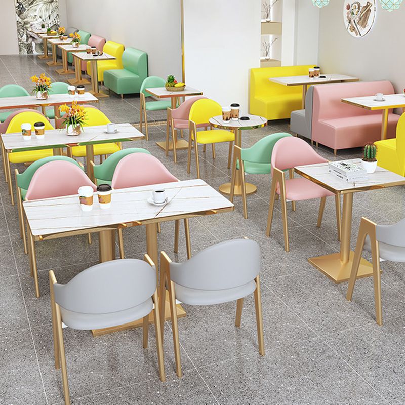 Upholstered Dining Chair Open Back Dining Chair with Gold Metal Legs