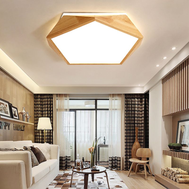 Wooden Flush Mount Ceiling Lighting Fixture Modern LED Ceiling Light for Bedroom