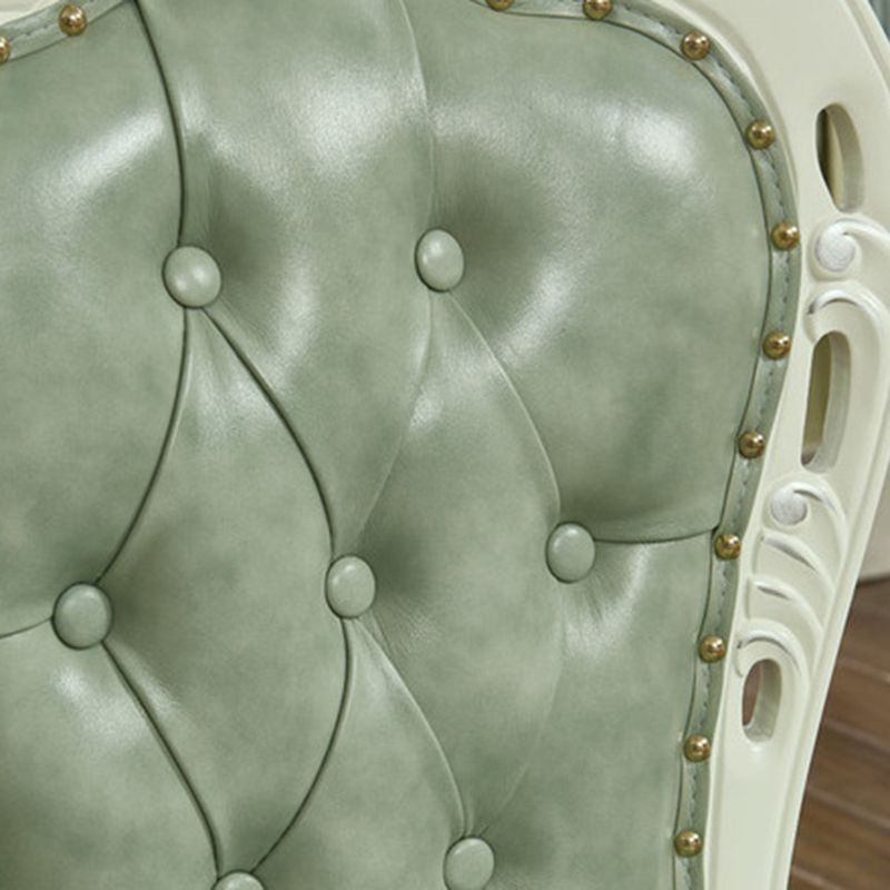 Silla victoriana de madera de caucho con respaldo King Louis, silla de comedor de cuero con acabado mate (juego de 2)